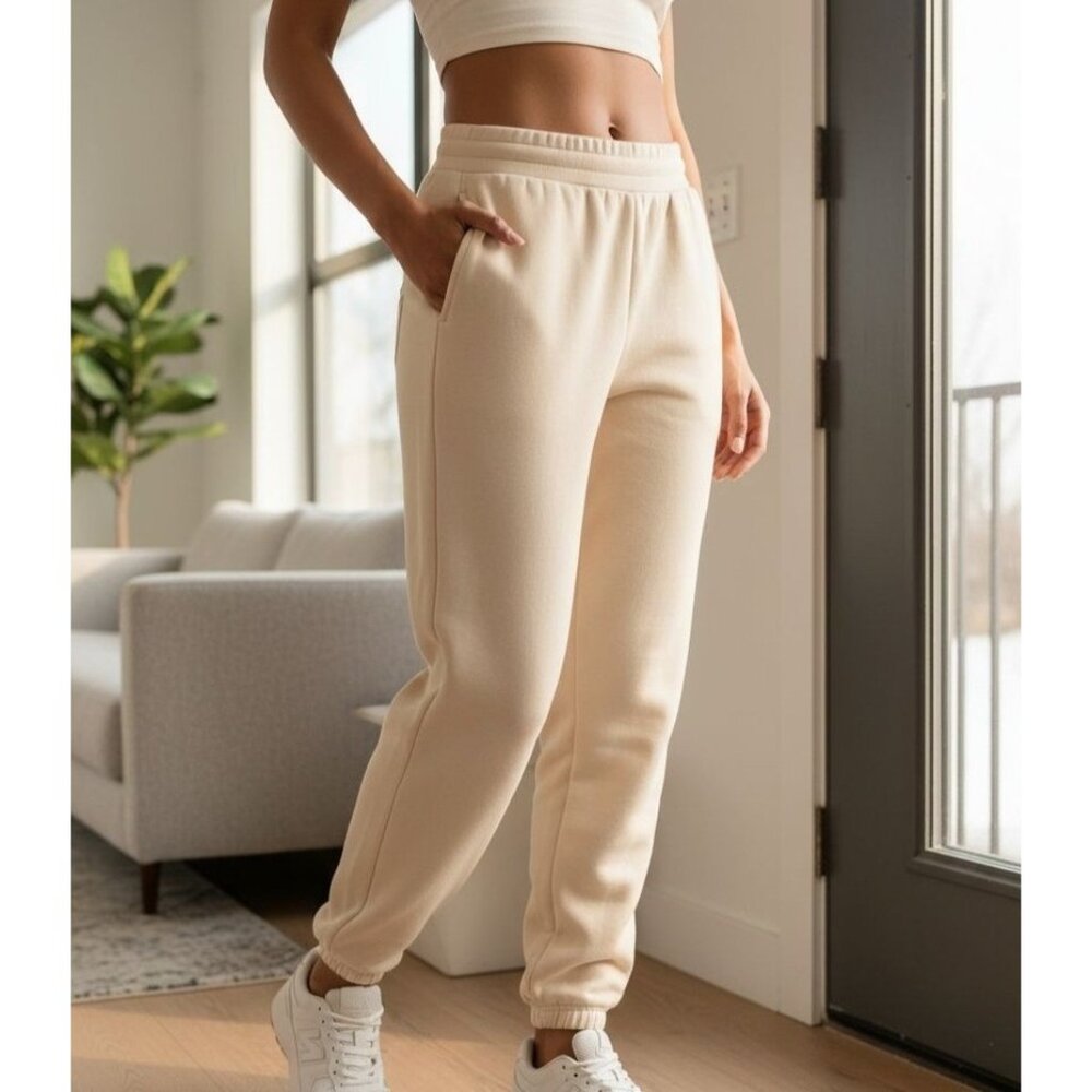 Mondetta L Women Fleece Jogger Pants Leisure Elastic Waist Sweatpant Loungewear